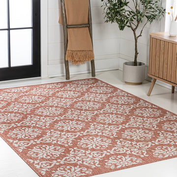 Amora Traditional Mediterranean Tile Design Indoor/Outdoor Area Rug
